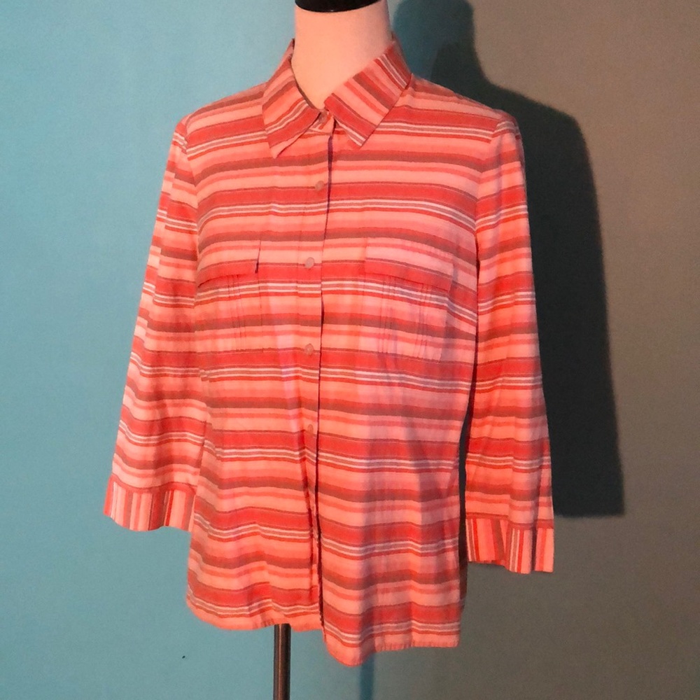Woman’s Geoffrey Been Sport Stretch XL striped Shirt